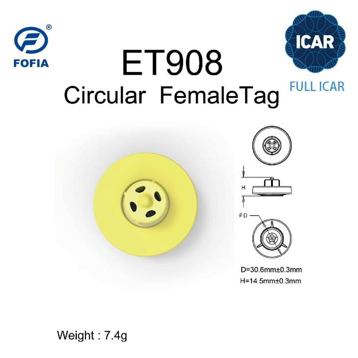 Full Icar RFID Ear Tag circular animal electronic tag designed for breeding and slaughter management meeting ISO11784 5 and FDX B