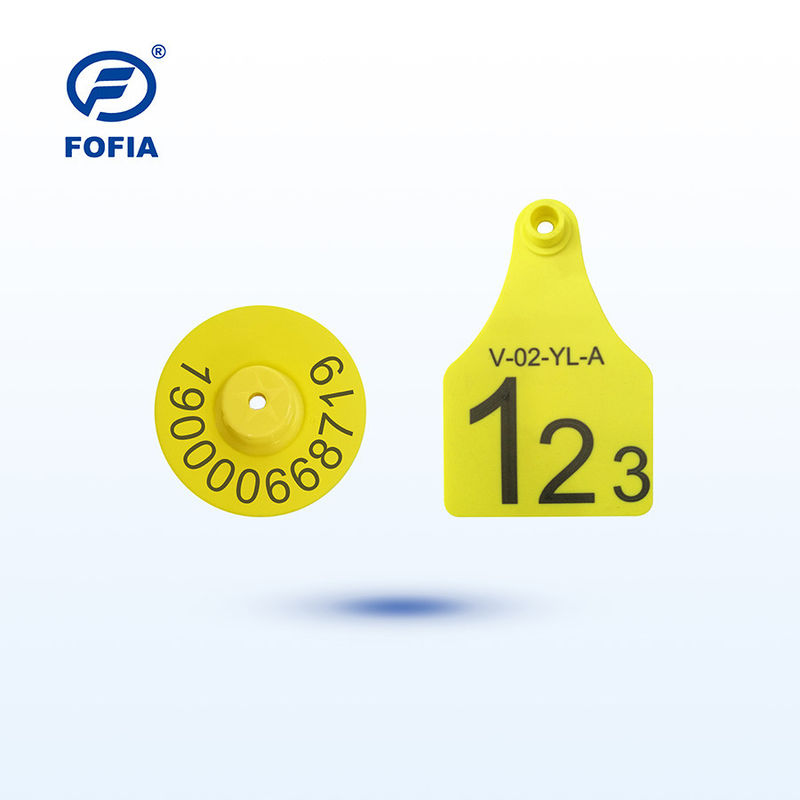 Marque-oreille RFID avec étiquette visuelle, Mini / Moyen / Grand format, impression laser prise en charge, 134.2 kHz, Jaune ou 8 autres couleurs disponibles