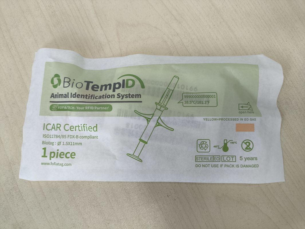 HT003 Kit de seringue à micropuce – Puce RFID ISO FDX-B avec capteur de température pour le bétail