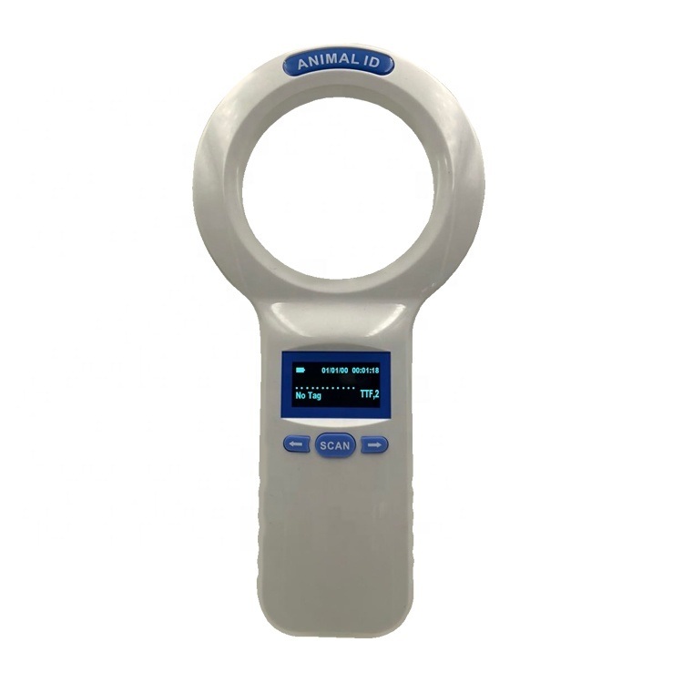 Handheld RFID Microchip Reader with ISO11784/5 FDX-B Standard 1000 Data Storage and 3 AA Battery Power