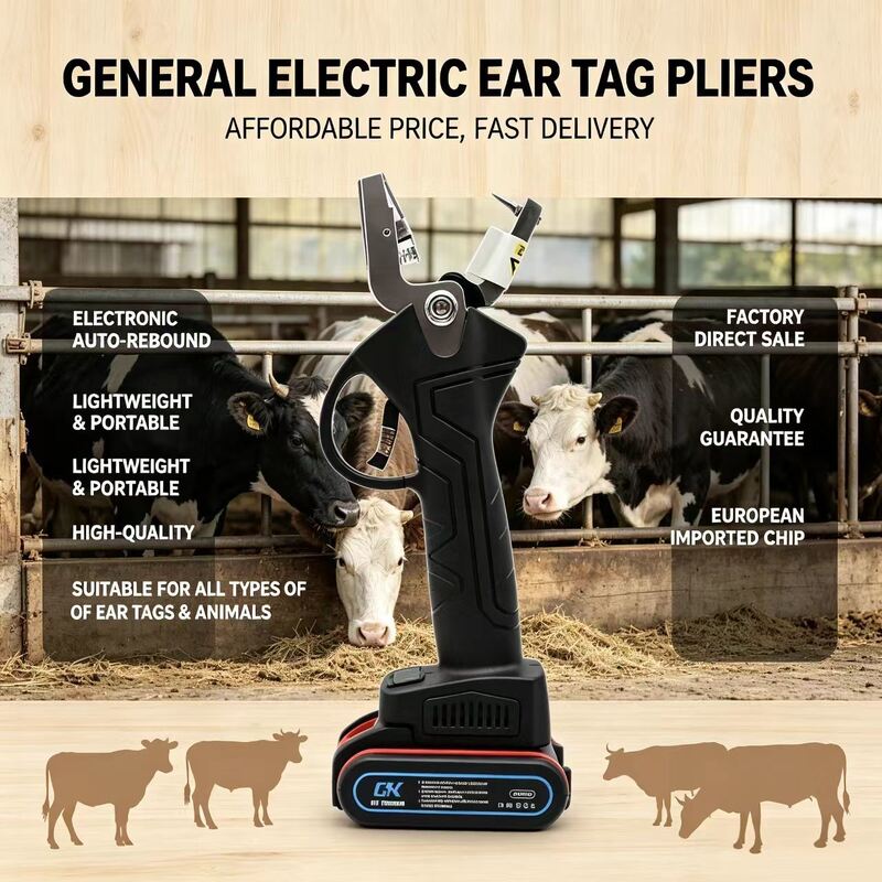 Electric Ear Tag Applicator with Safety Button for Quick and Secure Tagging of Cattle Sheep and Other Farm Animals