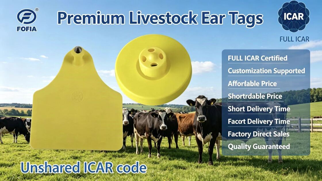 Étiquettes auriculaires électroniques certifiées ICAR de conception en TPU durable pour le suivi du bétail et les systèmes complets de gestion du bétail