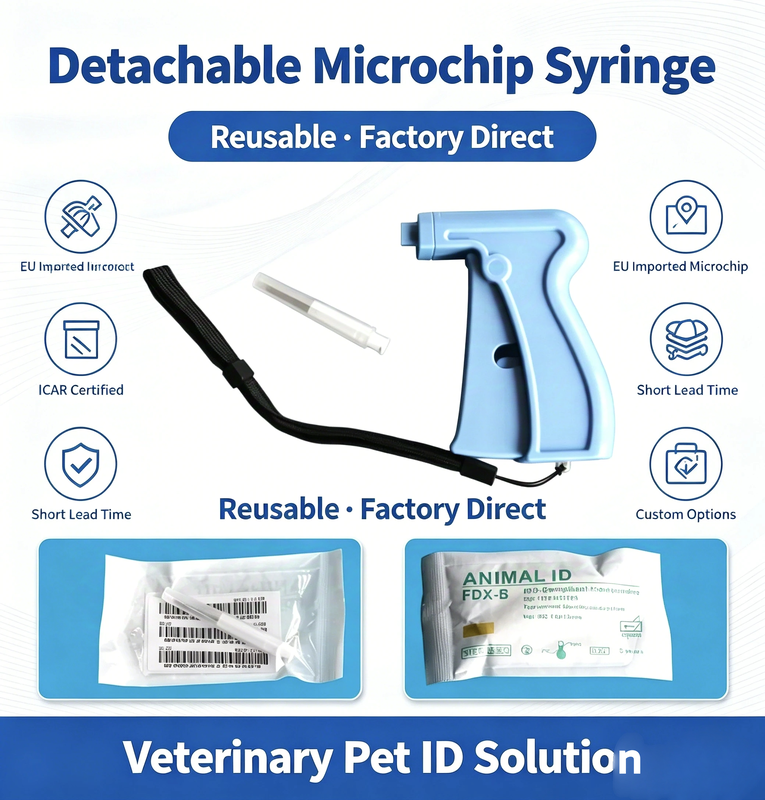 ICAR certifié ISO11784/5 FDX-B 134.2KHz Transponder Microchip pour l'identification des animaux et le suivi RFID