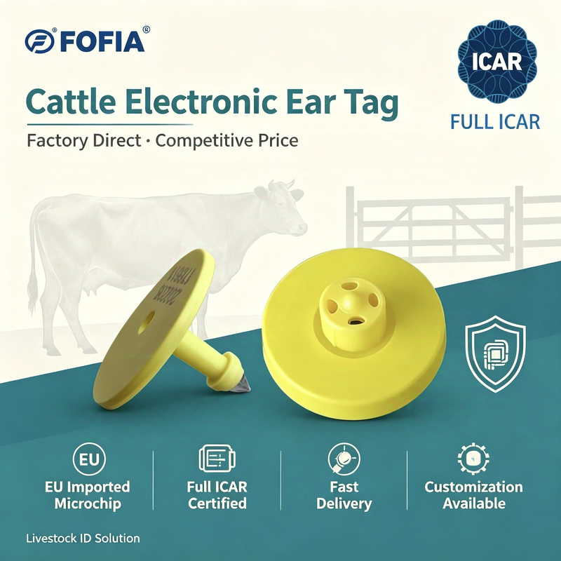 Étiquette d'oreille électronique durable pour la gestion du bétail Système d'identification et de suivi du bétail avec certification ICAR