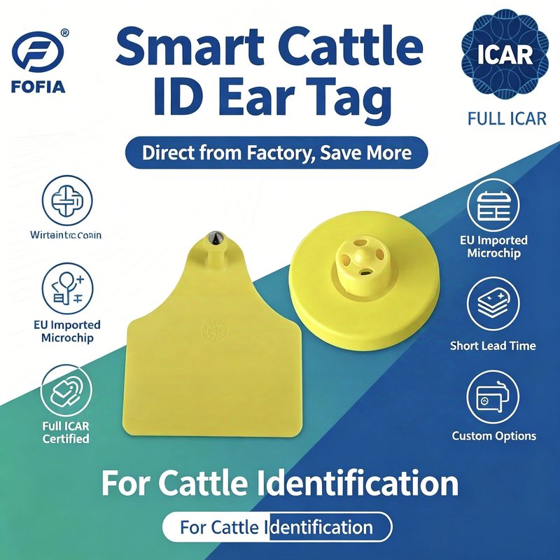 Étiquette d'oreille électronique pour l'identification du bétail Étiquette d'oreille en TPU durable pour le suivi du bétail et la gestion complète des exploitations agricoles