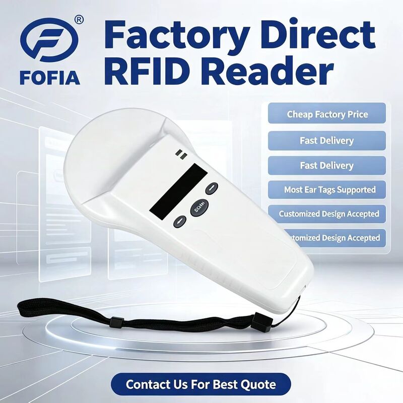 Lecteur RFID à main imperméable avec écran OLED 128x32 USB pour plastique Solution à longue portée pour animaux de compagnie et exploitation agricole et ranch 125khz