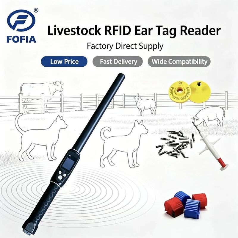 Résistant à l'eau à longue portée 134,2 kHz RFID Lecteur d'étiquette d'oreille ISO11784/5 Protocole 30-100cm Distance de lecture PVC