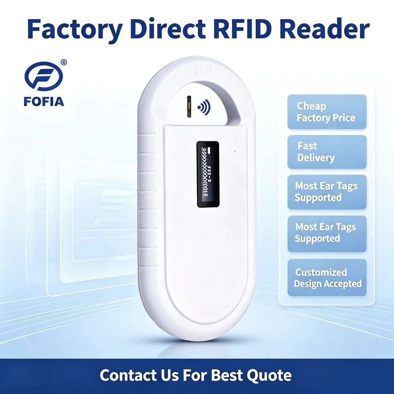 Lecteur de carte RFID à puce pour animaux portatif PT160, écran OLED 134,2 kHz, batterie au lithium USB, certifié CE, protocole ISO 11784/11785