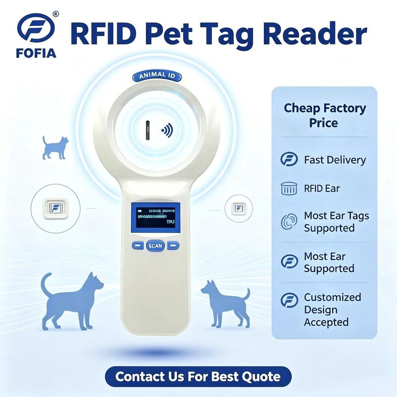Lecteur portable en plastique durable PT200 RFID avec écran OLED 128x64 ISO11784/5 Protocole de lecture à longue portée pour animaux de compagnie et utilisation à la ferme