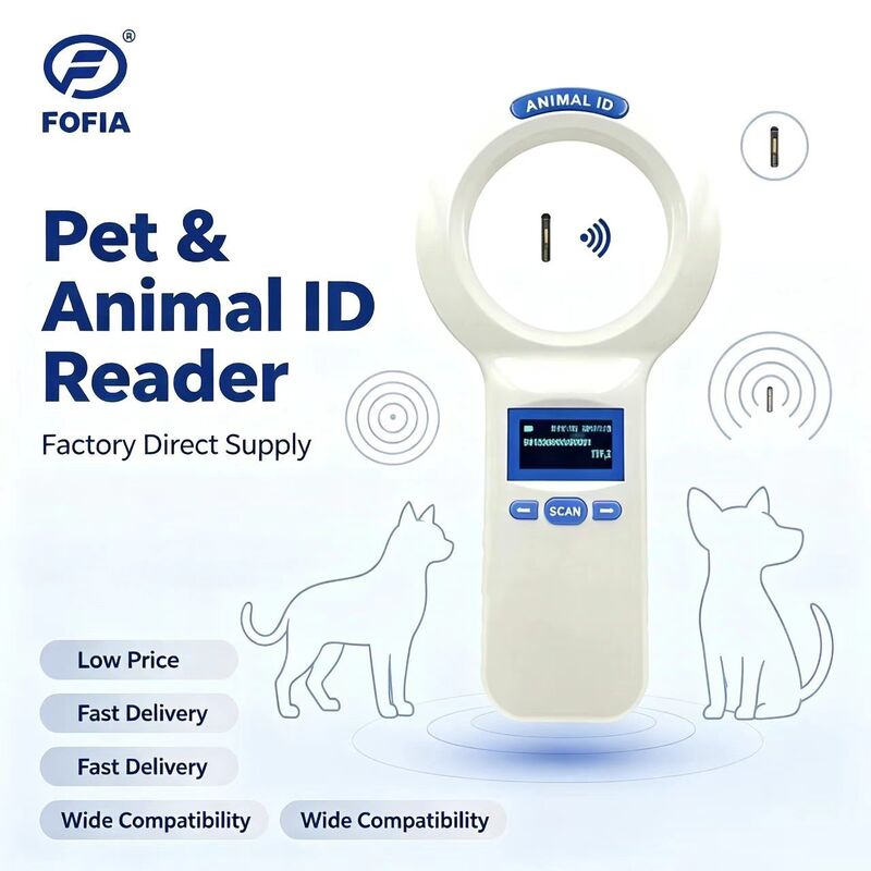 Lecteur portatif FOFIA PT200 RFID imperméable à l'eau Écran OLED 128x64 Lire à longue distance 10-20m Protocole ISO11784/5