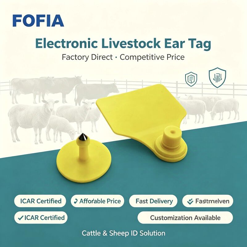 TPU Fofia ICAR T904 Étiquette d'oreille pour bétail pour bovins, ovins, porcs, vaches et chèvres
