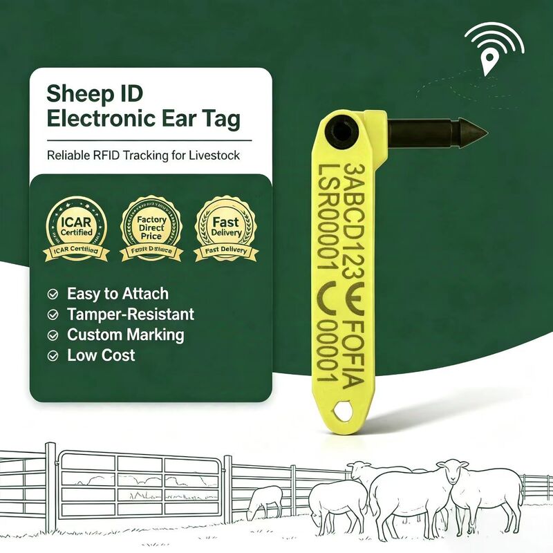 Fofia – étiquette d'oreille électronique RFID T969, étanche, résistante aux hautes températures, Anti-perte, mouton jaune, matériau TPU RF