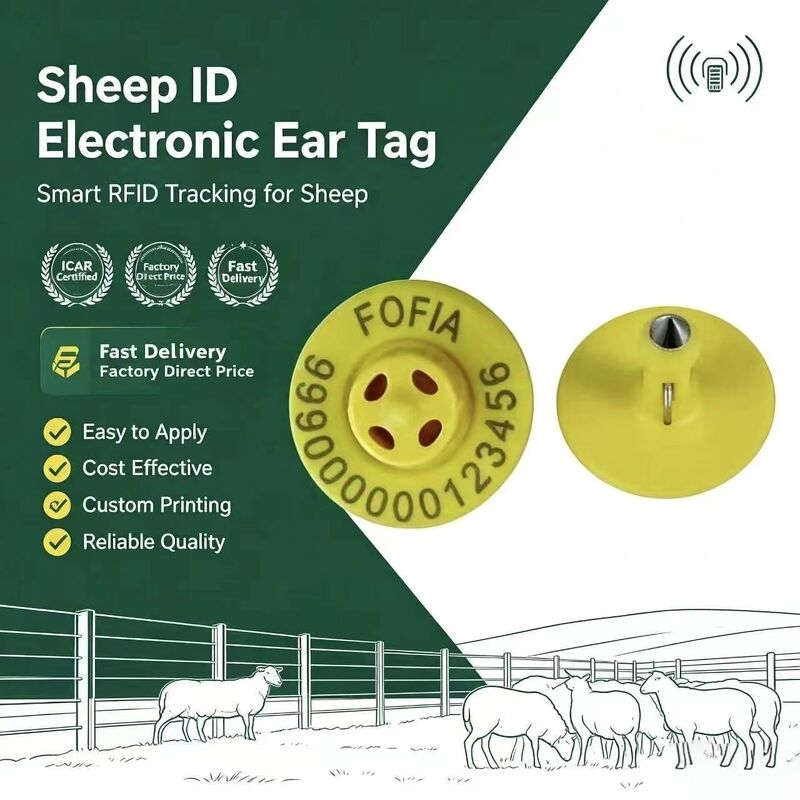 134Étiquette d'oreille électronique TPU de 0,2 kHz avec portée de lecture de 10 cm pour porcs, bovins et moutons