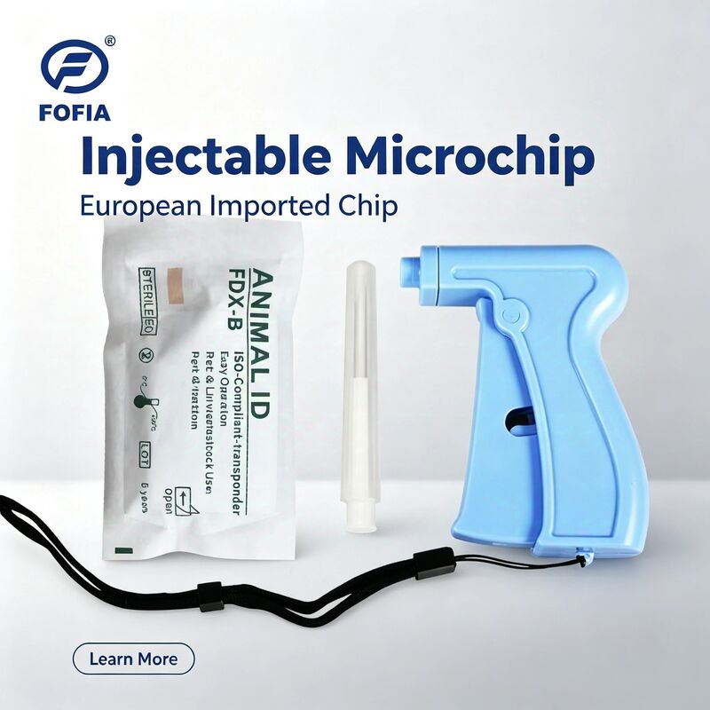 Fofia Vente chaude RFID séparé et réutilisable134.2kHz Animal ID Microchip ZS005 Injection imperméable à l'eau pour animaux de compagnie 1,5 an de garantie
