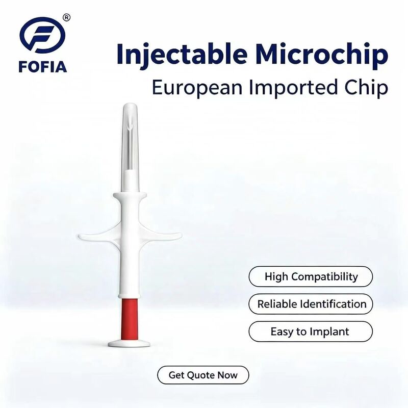 Micro puce RFID ICAR Certifié FOFIA 134.2kHz pour animaux FDX/EM4305 Puce IP67 étanche en plastique pour injection d'animaux