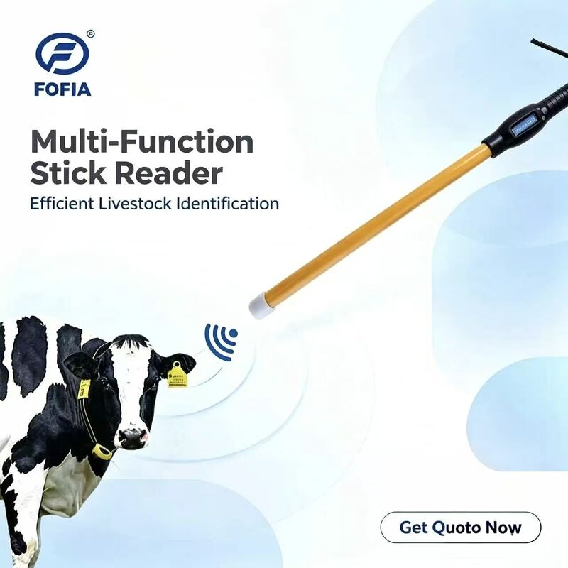 Nouveau lecteur de bâton RFID étanche FOFIA 134,2 kHz ID bovin USB RS232 stockage de 7000 enregistrements ISO11784/5 longue distance de lecture