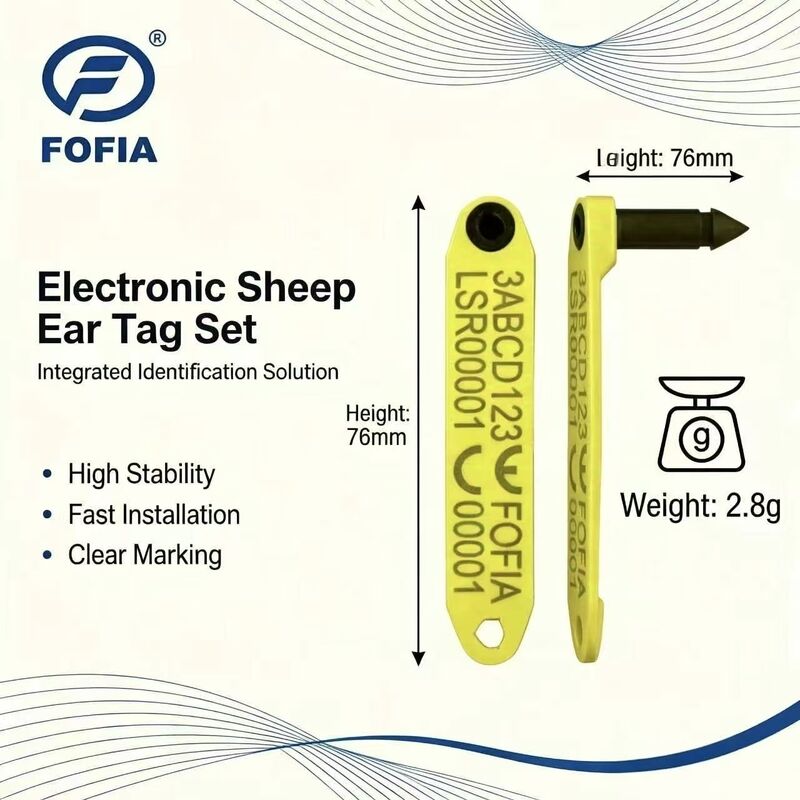 Nouveau Fofia résistant à haute température intégré anti-déchets électronique ET969 mouton jaune RFID étiquette d'oreille TPU Matériau RF animal
