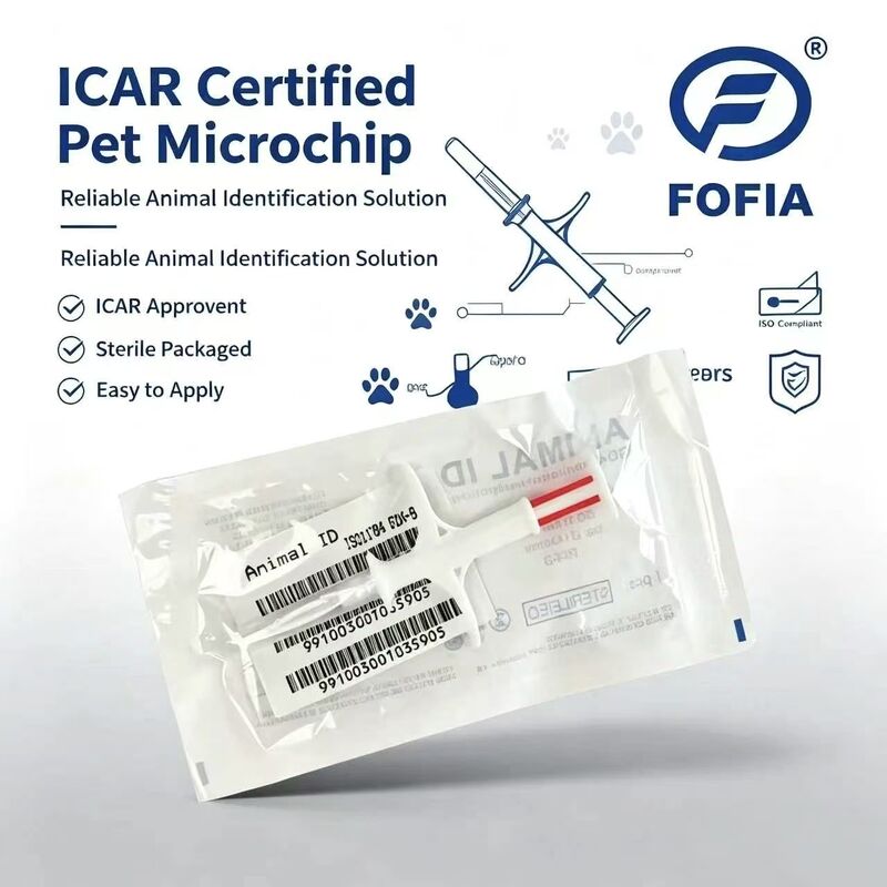 Durable Fofia Nouveau à vendre à chaud RFID 134.2kHz PP Matériel Identifiant de chien Microchips étanches à l'eau Utilisation agricole Injection pour animaux de compagnie 1,5 Année étiquette d'oreille