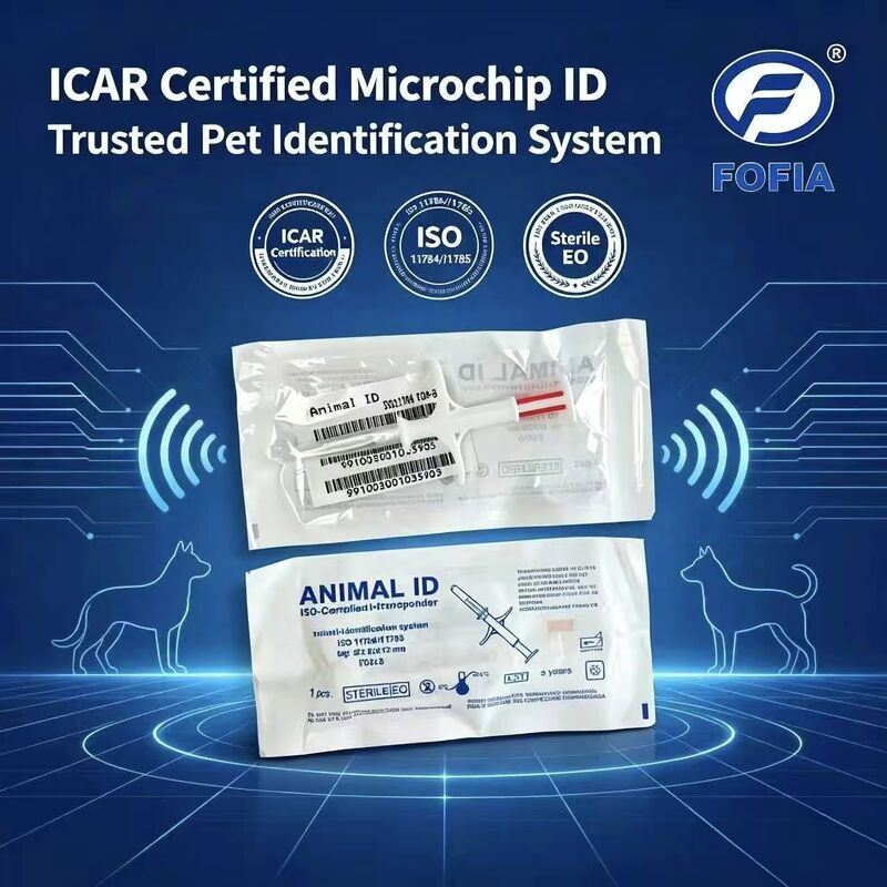 Fofia Nouveau RFID certifié ICAR 134.2kHz PP Animal ID Microchip imperméable à l'eau pour les chiens et les chats Utilisez 1,5 ans de garantie