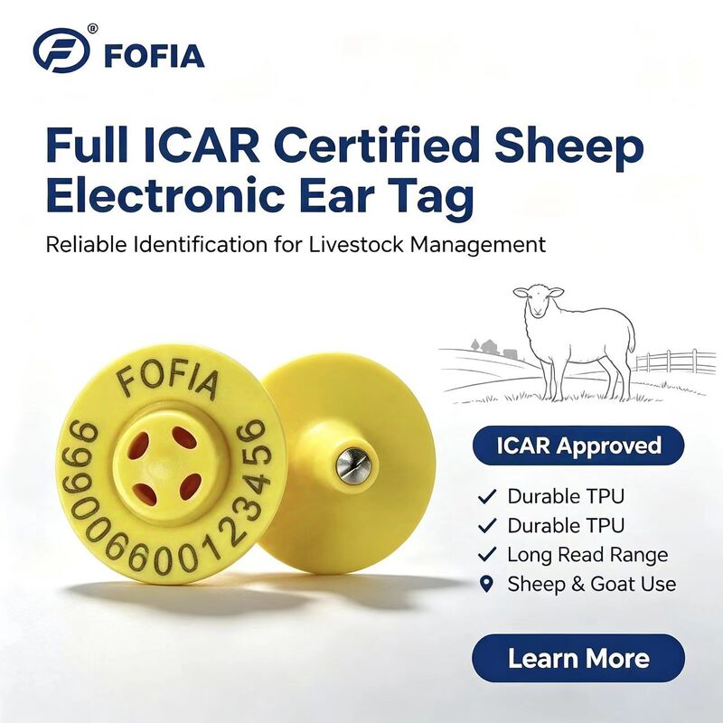 Nouveau ET957+T901 de haute qualité 134,2 kHz TPU étiquettes auriculaires électroniques à puce pour moutons vaches animaux d'élevage Utilisation de 10 cm Plage de lecture -20 ~ 80C OEM