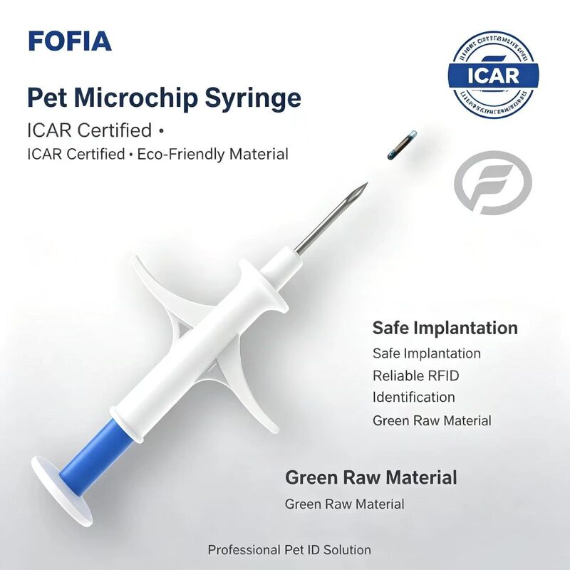 FOFIA ZS007 ICAR Certifié 134.2kHz RFID Microchip Animal FDX/EM4305 IP67 Étanche Blanc PP 1.4x8mm Chien Chat Lapin Bétail Nouveau
