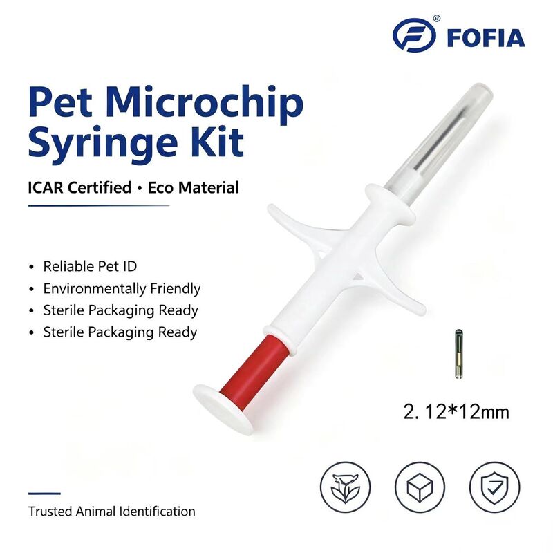 Fofia Étanche Certifié ICAR RFID 134.2kHz Micro-puce d'identification animale en PP avec une garantie de 1,5 an pour chats et chiens
