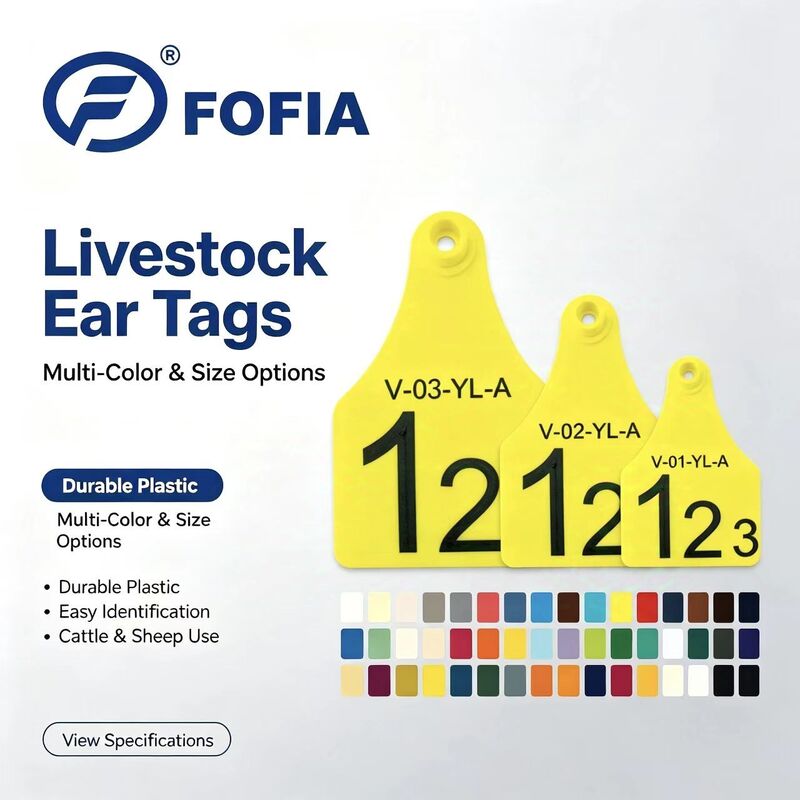 Étiquettes d'oreille FOFIA neuves en plastique imperméables pour bovins, avec puce de suivi d'animaux
