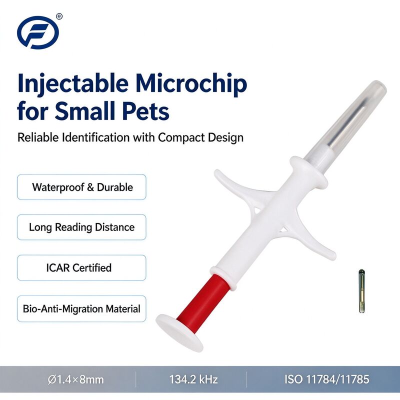 Micro puce injectable pour animaux RFID 134,2 kHz FDX EM4305 1,4 x 8 mm IP67 étanche certifié ICAR pour identification d'animaux de compagnie
