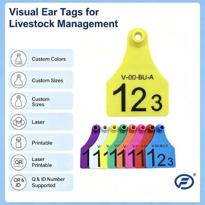 Nouveau FOFIA ET921 RFID étiquettes d'oreille de vache en plastique Matériau en TPU pour l'utilisation dans les élevages de bovins, de moutons et de porcs avec numéros