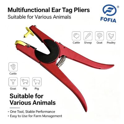 Pinces applicateur d'étiquettes auriculaires rouges pour bétail, applicateur d'étiquettes auriculaires pour identification animale pour porcs, bovins, moutons