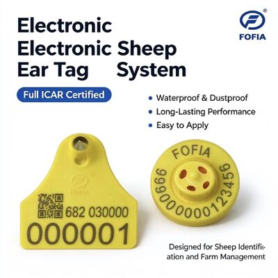 Étiquette d'oreille RFID TPU certifiée ICAR 134,2 KHz FDX-B Jaune pour moutons et bovins, nouveau suivi du bétail ET957+T967 Fofia 5 ans